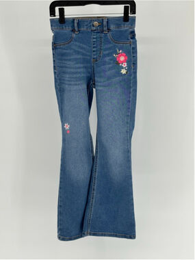 Wonder Nation Girl's Blue Flare Jegging Medium (7-8) with Floral Embroidery